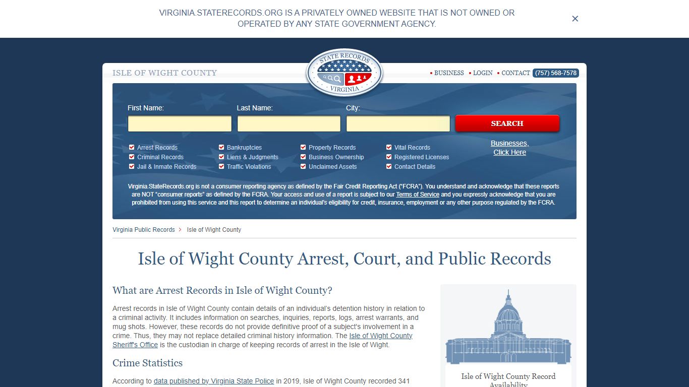 Isle of Wight County Arrest, Court, and Public Records