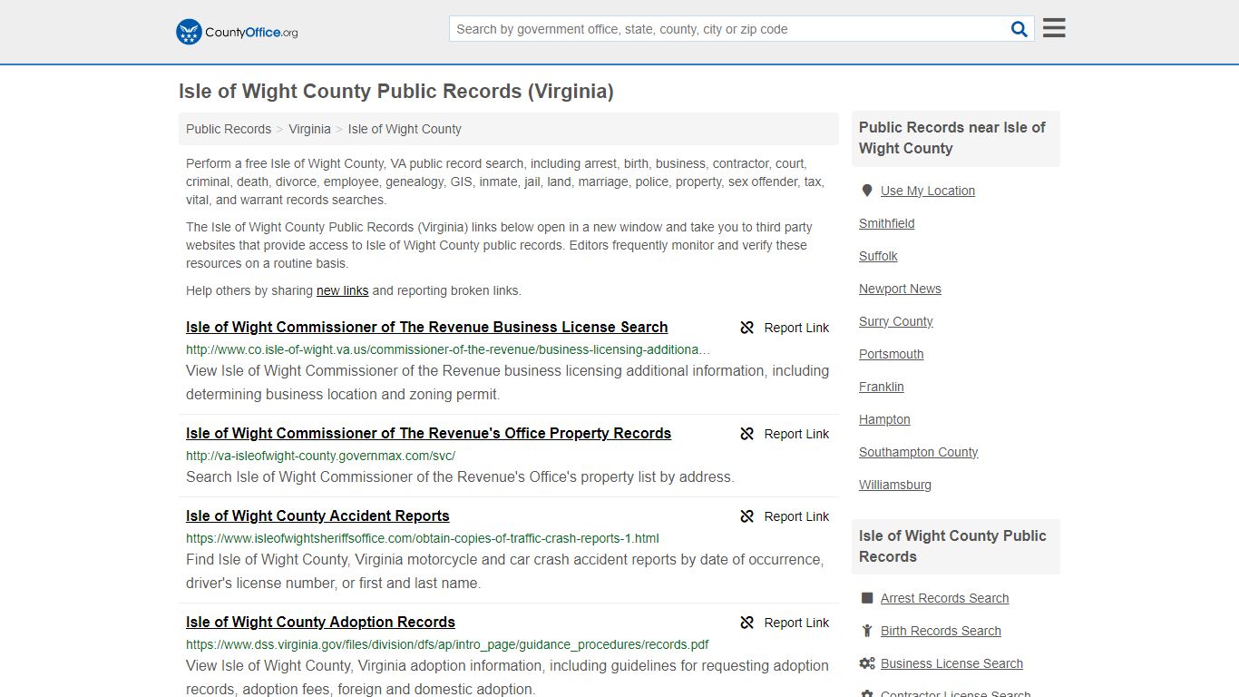 Isle of Wight County Public Records (Virginia) - County Office