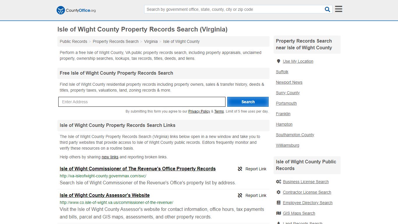 Isle of Wight County Property Records Search (Virginia)
