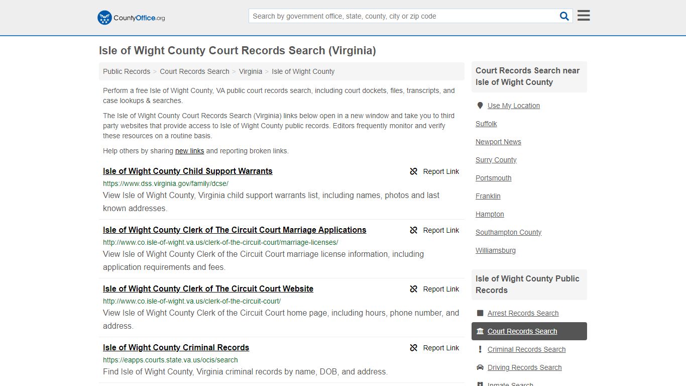 Isle of Wight County Court Records Search (Virginia)